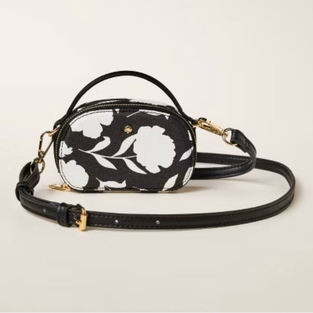 Floral Black and White Kate Spade Mini Crossbody Bag